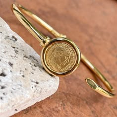 14KT Yellow Gold Matte Replica Roman Coin Open Bangle Bracelet – LSJ Coin Gold Bracelet, Luxury Vintage Round Bracelets, Tarnish Resistant Yellow Gold Round Cuff Bracelet, Tarnish Resistant Yellow Gold Cuff Bracelet, Gold Tarnish-resistant Round Cuff Bracelet, Tarnish-resistant Yellow Gold Cuff Bracelet, Coin Bracelet Gold, Gold Coin Bracelet, Gold Coin Jewelry