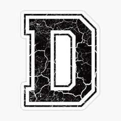 the letter o in black and white with cracked paint on it sticker is shown