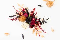 Comb in black, burgundy and gold tones ideal for brides in winter, or gothic weddings, you can also use it for bridesmaids or flower girls, you can use the hair like any of the other accessories or you can also combine them with each other to create a beautiful combination of wedding. The delivery times are: Peninsular Spain: 1 to 3 days. Spain islands: 5 to 10 days. Europe: Between 5 and 10 business days. America: Between 10 and 20 business days. If you need your order more urgently, you can purchase our store listing called expedited shipping along with your order. I leave a link below. https://www.etsy.com/listing/1340829873/fast-shipping?ga_order=most_relevant&ga_search_type=all&ga_view_type=gallery&ga_search_query=latelierfleur&ref=sr_gallery-1-34&frs=1&sts=1&organic_search_click=1 In Spain Islands, Gothic Weddings, Gothic Hair, Gold Bridal Hair Comb, Winter Wedding Hair, Gothic Flowers, Gothic Hairstyles, Wedding Hair Comb, Flower Hair Comb