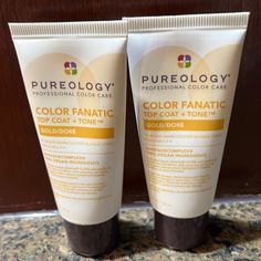 Pureology Color, Fanatic, Topcoat Gold. Brand New Never Been Used. This Listing Is For Two Tubes Of 1 Ounce Each. Vinegar Hair Rinse, Hair Masque, Hair Care Products Professional, Blonde Tones, Hair Rinse, Golden Blonde, Color Care, Multi Tasking, Professional Hairstyles