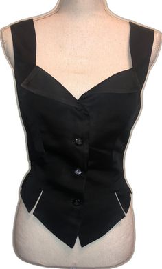 Classic Fitted Tops For Night Out, Fitted Black Top For Formal Occasions, Casual Fitted Party Vest, Fitted Vest For Evening In Spring, Fitted Black Vest For Evening, Fitted Black Evening Vest, Fitted Vintage Top For Night Out, Black Top, Vivienne Westwood