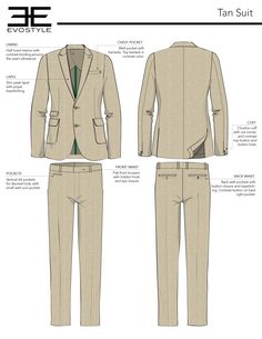 an image of a man's suit with instructions for the front and back view