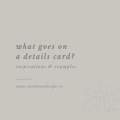 the words what goes on a details card?