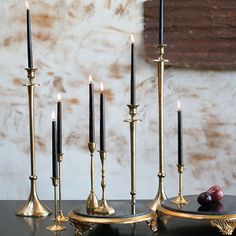 Antique Candle Sticks, Gold Candle Holders, Romantic Candles, Black Gold Jewelry, Gold Candles, Black Candles, Gothic Decor, Wedding Candles, Candle Set