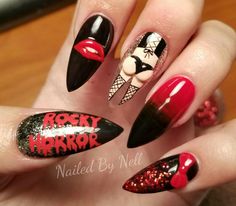 Spooky Coffin Nails, Nail Designs Spooky, Beach Nail Art, Cute And Creepy, Simple Spring Nails, Halloween Acrylic, Pointy Nails, Halloween Acrylic Nails