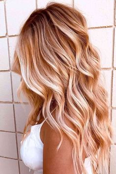 Gold Balayage, Copper Hair Color, Strawberry Blonde Hair, Long Blonde, Hair Color Balayage