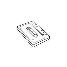 a black and white drawing of a cassette player