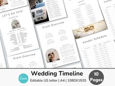 the wedding timeline is displayed on top of each other, with photos and text below it