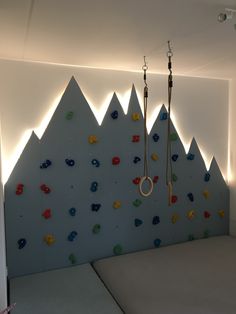 there is a climbing wall in the room