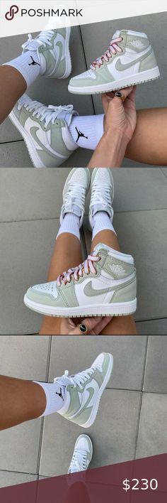 Nike Jordan 1 High OG Seafoam Cool Women's Casual Shoes Nike Dunk High Outfit Woman, Seafoam Jordans, Jordan Seafoam, Nike Seafoam, Jordan 1 High Outfit Women, Jordan Women Outfit, Nike Dunk High Outfit, Jordan 1 Seafoam, Dunk High Outfit