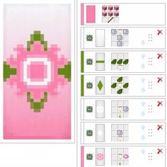 an image of a cross stitch pattern with flowers on the front and side, along with instructions for how to make it