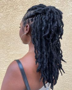 Mid Back Length Loc Styles, Med Locs Hairstyles Women, Mid Back Loc Styles, Mid Back Locs, Barrel Twists On Locs, Loc Wolfcut, Mid Length Loc Styles, Fancy Loc Styles, Loc Styles For Prom