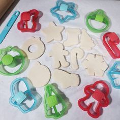 several different shaped cookie cutters on a table