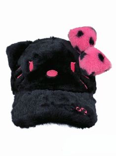 This adorable baseball cap is crafted from plush, fluffy material and features a charming kitty design. The cap showcases an embroidered kitty face, adding a touch of playful detail. Additionally, it is adorned with a contrasting color plush bow, enhancing its cuteness and youthful appeal.  Please note: The price includes one cap only.   	 		 			Size 			Free Size 		 		 			Head Circumference 			53-60 Gyaru Accessories, Kogal Gyaru, Charming Kitty, Male Steampunk, Anime Hello Kitty, Emo Accessories, Pink Kitty, Leopard Print Bow, Steampunk Fashion Male