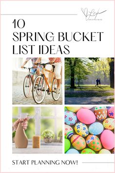 the cover of an article about spring and bucket list ideas with images of people on bikes