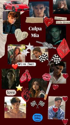 the collage shows many different pictures and words on it, including hearts, stars, and other things