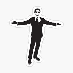 a man in a suit and tie with his arms outstretched sticker on a white background