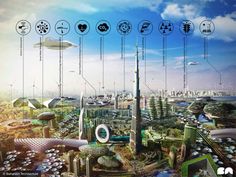 the futuristic city is depicted in this image