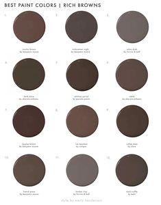 the best brown paint colors to use in your home decorating project, including dark browns and browns