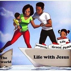 an image of a man and woman on a boat with the words life with jesus