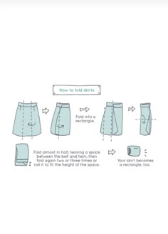 the instructions for how to fold skirts on an iphone screen, with pictures and text below