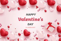 valentine's day background with hearts and presents