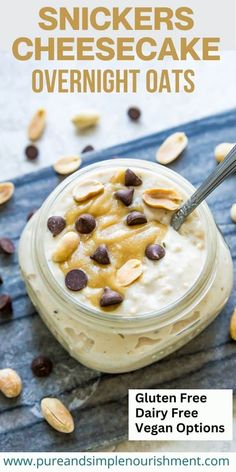 a bowl filled with oatmeal topped with nuts