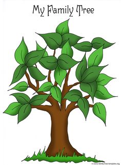 a family tree with leaves on it and the words, my family tree written below