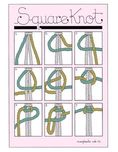 the instructions for how to tie a square knot