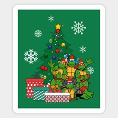 Teenage Mutant Ninja Turtles Around The Christmas Tree -- Choose from our vast selection of stickers to match with your favorite design to make the perfect customized sticker/decal. Perfect to put on water bottles, laptops, hard hats, and car windows. Everything from favorite TV show stickers to funny stickers. For men, women, boys, and girls. Tmnt Christmas Wallpaper, Tmnt Christmas Tree, Ninja Turtles Christmas, Ninja Turtle Christmas Tree Ornaments, Teenage Mutant Ninja Turtles Christmas, Ninja Turtles Vinyl Decals, Tree Stickers, Christmas Room, Teenage Mutant Ninja