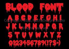 blood font with dripping letters and numbers