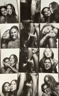 black and white photo collage of women in various poses with their faces close together