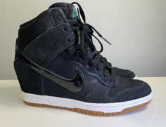 Nike Dunk Sky Hi Hidden Wedge Women’s Size 6 Essential Black Suede Sneaker. Condition is Pre-owned. Shipped with USPS Priority Mail. Nike Heels Sneakers, Trendy Shoes Sneakers For Women, Nike Wedge Sneakers, Wedge Tennis Shoes, Nike Heels, Sneaker Wedges, Wedges Sneakers, Nike Wedges, Hidden Wedge Sneakers