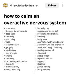 How To Help Nightmares, How To Calm Down When Nervous, Soothe Nervous System, Nervous System Exercise, Healthy Nervous System, How To Calm Nervous System, Calming The Nervous System, Nervous System Regulation Techniques, Calming Nervous System