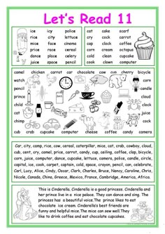 an english worksheet with words and pictures to help students learn how to read