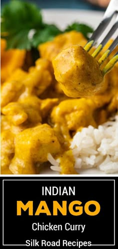 Chicken Coconut Curry With Mango, Mango Chicken Curry With Coconut Rice, Dinner Recipes With Mango, Coconut Mango Curry, Mango Indian Recipes, Curry Dishes Indian, Mango Chicken Curry Indian, Chicken And Mango Recipes, Spicy Mango Sauce