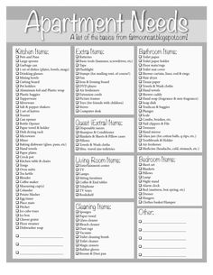 a printable apartment needs list