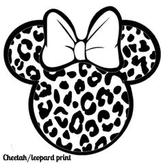 the minnie mouse head with a bow on it's head is shown in black and white