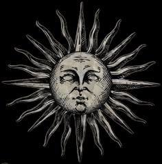 the sun with its face drawn in ink