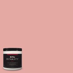 a pink paint with the words dymasty on it and a black canister