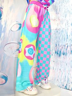 ❤︎Pop Asima Loose Casual Wide Leg Pants❤︎ Clowncore Kidcore, Kidcore Fashion, Punk Style Outfits, Silly Clothes, Colorful Wardrobe, Fairycore Clothes, Summer Pants Women, Art Outfits, Rainbow Outfit