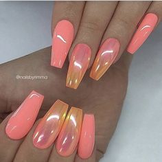 30th Nails, Nails Birthday, Coral Nails, Acrylic Nails Coffin, Birthday Nails, Fancy Nails, Gorgeous Nails, Ombre Nails