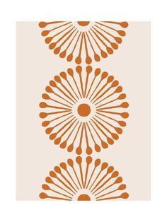 an orange and white wallpaper design with circles in the shape of fan shaped petals