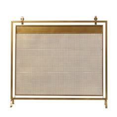 a gold metal frame with squares and bars on the sides, against a white background