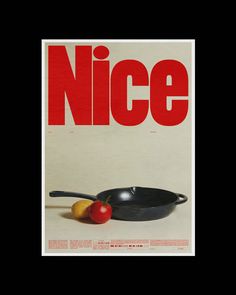 the cover of nice magazine with an apple and pan on it's back side