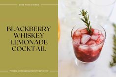 blackberry whiskey lemonade cocktail with rosemary garnish