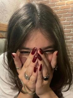 Dark Red Nails, Red Nail Polish, Red Nail, Foto Ideas Instagram, Red Aesthetic, Almond Nails, Manicure And Pedicure, Red Nails, Lany