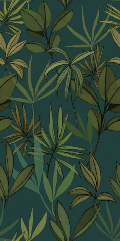 green leaves on a dark blue background