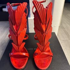 Excellent Condition. Only Wore Once To Take Photos Zanotti Shoes, Giuseppe Zanotti Shoes, Red Heels, Women's Sandals, Giuseppe Zanotti, Shoes Women Heels, Womens Sandals, Shoes Heels, Faux Leather