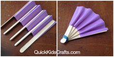 three pictures of different types of paper fans